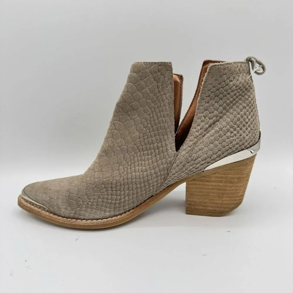 Jeffrey Campbell Cromwell Gray Snake Suede‎ Leather Ankle Boots Bootie Size 8.5